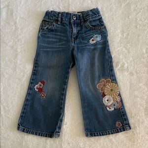 Old Navy Floral Flares Embroidered Kids Denim Jeans SZ 2T